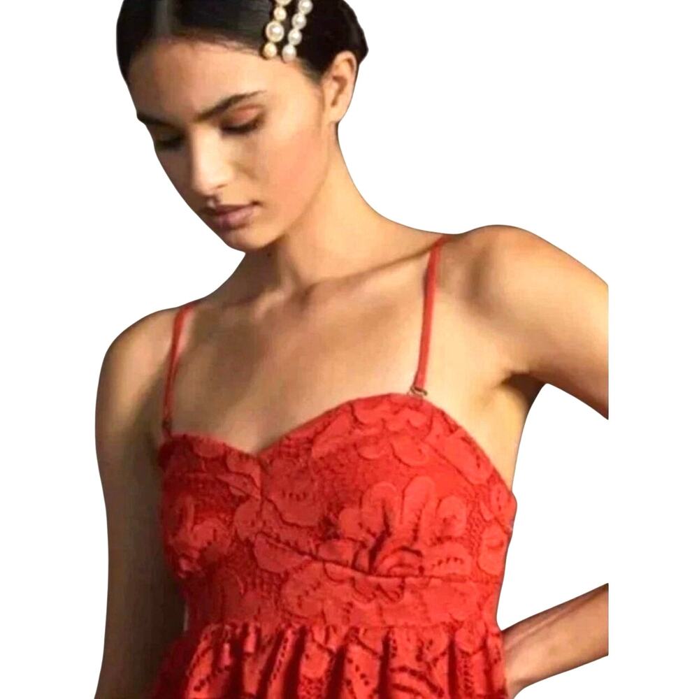 NWT ANTHROPOLOGIE MAEVE Women’s Boho Lace Tiered Mini Dress Large - Picture 3 of 8